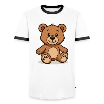 Teddy Bear Comic - Men's Ringer Shirt - white/black - Front - AI Model Female 172 light (172cm) & AI Model Male 178 dark (178cm)