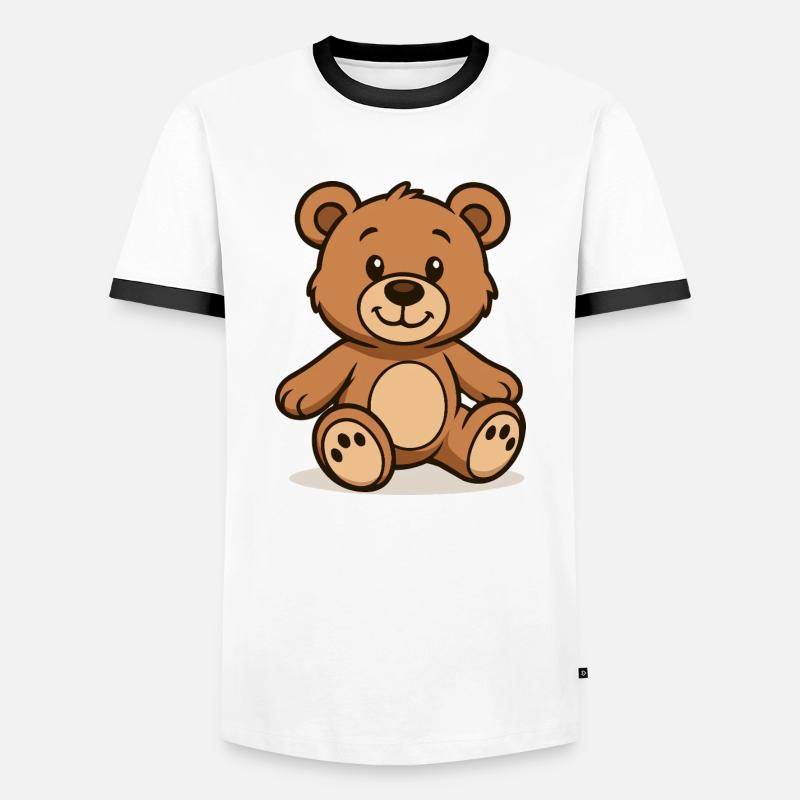 Teddybär Comic - Männer Kontrast-T-Shirt - Weiß/Schwarz