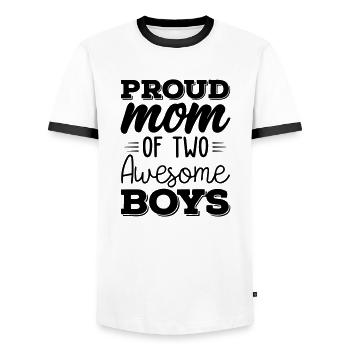 Stolze Mama von zwei tollen Jungs - Männer Kontrast-T-Shirt - Weiß/Schwarz - Vorne - AI Model Female 172 light (172cm) & AI Model Male 178 dark (178cm)