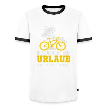Ich brauche kein Urlaub aber mein Fahrrad - Männer Kontrast-T-Shirt - Weiß/Schwarz - Vorne - AI Model Female 172 light (172cm) & AI Model Male 178 dark (178cm)