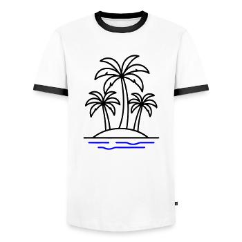 Palm Island Holidays - Men's Ringer Shirt - white/black - Front - AI Model Female 172 light (172cm) & AI Model Male 178 dark (178cm)