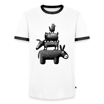 Town Musicians "black" - Men's Ringer Shirt - white/black - Front - AI Model Female 172 light (172cm) & AI Model Male 178 dark (178cm)