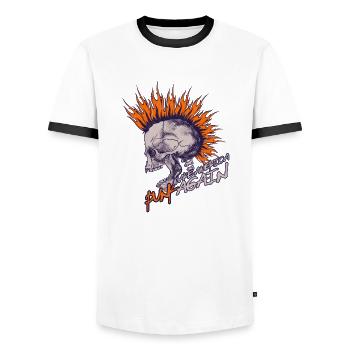 Punk Revival Political Punk Tee - Men's Ringer Shirt - white/black - Front - AI Model Female 172 light (172cm) & AI Model Male 178 dark (178cm)