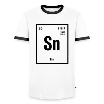 Tin Element im Periodensystem - Männer Kontrast-T-Shirt - Weiß/Schwarz - Vorne - AI Model Female 172 light (172cm) & AI Model Male 178 dark (178cm)
