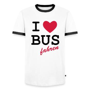 J'aime Voyage de bus - T-shirt contrasté Homme - blanc/noir - Devant - AI Model Female 172 light (172cm) & AI Model Male 178 dark (178cm)