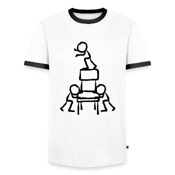 Acrobats Climbing Gymnastics Artists Abstract - Men's Ringer Shirt - white/black - Front - AI Model Female 172 light (172cm) & AI Model Male 178 dark (178cm)
