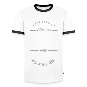 coach VTT formidable cadeau sport vélo montagne - T-shirt contrasté Homme - blanc/noir - Devant - AI Model Female 172 light (172cm) & AI Model Male 178 dark (178cm)