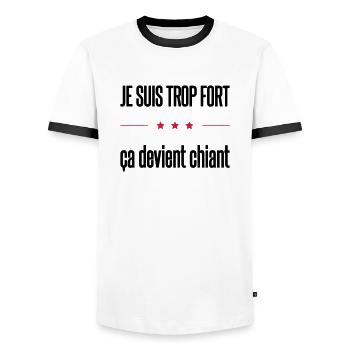 trop fort - T-shirt contrasté Homme - blanc/noir - Devant - AI Model Female 172 light (172cm) & AI Model Male 178 dark (178cm)