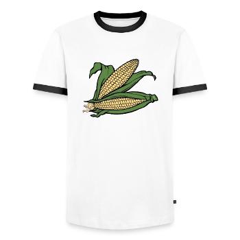 culture du maïs maïs de maïs légumes de légumes de légumes - T-shirt contrasté Homme - blanc/noir - Devant - AI Model Female 172 light (172cm) & AI Model Male 178 dark (178cm)