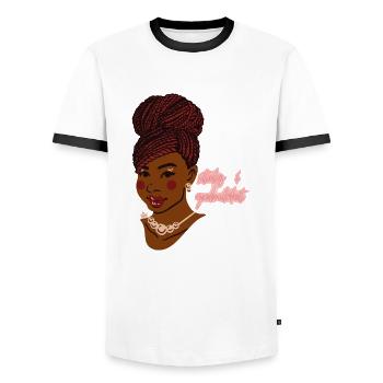 black & proud design educated woman braids - Men's Ringer Shirt - white/black - Front - AI Model Female 172 light (172cm) & AI Model Male 178 dark (178cm)