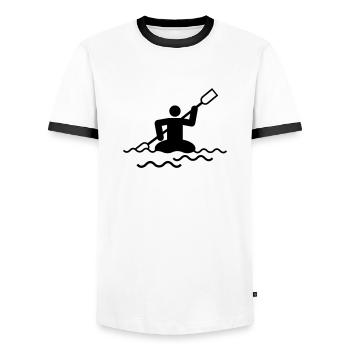 Strichmännchen - Kajak - Kajakfahrer - Kanute - Männer Kontrast-T-Shirt - Weiß/Schwarz - Vorne - AI Model Female 172 light (172cm) & AI Model Male 178 dark (178cm)