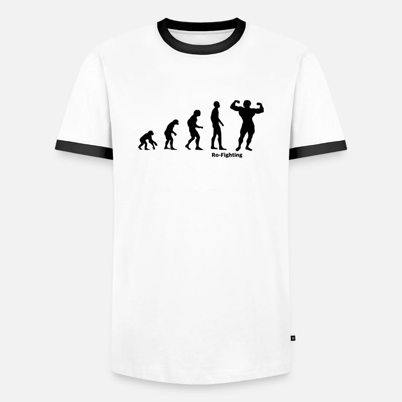Evolution Bodybuilding Bodybuilder Geschenk - Männer Kontrast-T-Shirt - Weiß/Schwarz