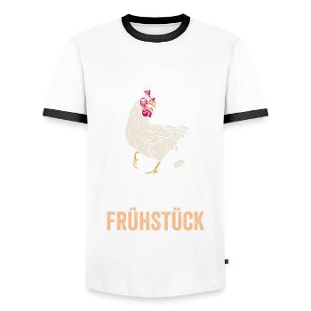 Ich liebe Hühner Ei - Männer Kontrast-T-Shirt - Weiß/Schwarz - Vorne - AI Model Female 172 light (172cm) & AI Model Male 178 dark (178cm)
