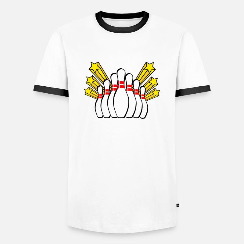 Bowling - Männer Kontrast-T-Shirt - Weiß/Schwarz