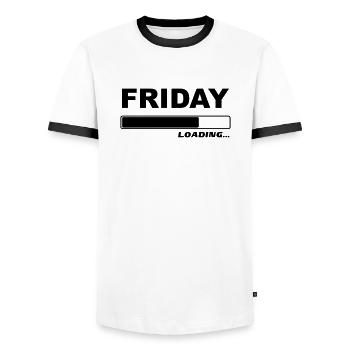 Vendredi 1c Chargement en cours ... - T-shirt contrasté Homme - blanc/noir - Devant - AI Model Female 172 light (172cm) & AI Model Male 178 dark (178cm)