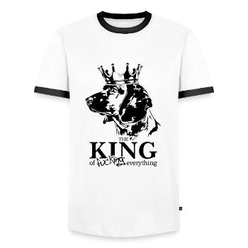 BAYERISCHER GEBIRGSSCHWEISSHUND King Wilsigns - Männer Kontrast-T-Shirt - Weiß/Schwarz - Vorne - AI Model Female 172 light (172cm) & AI Model Male 178 dark (178cm)