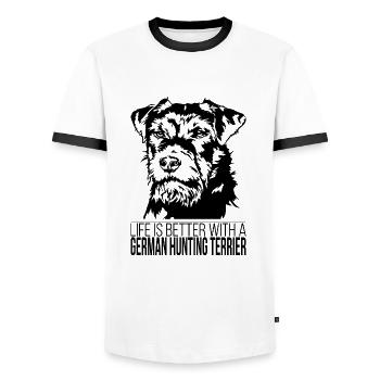 German Hunting Terrier life is better Wilsigns - Männer Kontrast-T-Shirt - Weiß/Schwarz - Vorne - AI Model Female 172 light (172cm) & AI Model Male 178 dark (178cm)