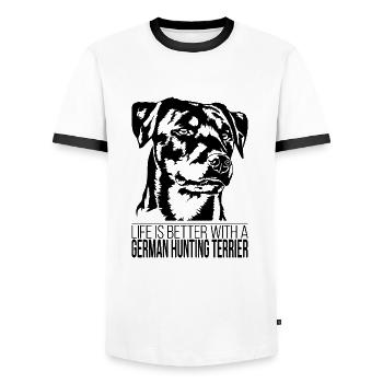 German Hunting Terrier life is better Wilsigns - Männer Kontrast-T-Shirt - Weiß/Schwarz - Vorne - AI Model Female 172 light (172cm) & AI Model Male 178 dark (178cm)