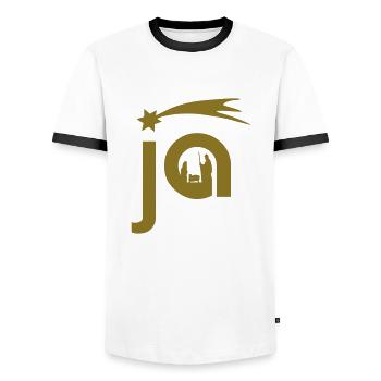 Gottes JA zu uns - Männer Kontrast-T-Shirt - Weiß/Schwarz - Vorne - AI Model Female 172 light (172cm) & AI Model Male 178 dark (178cm)