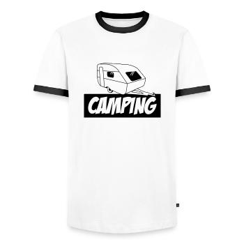 Camping - Die pure Leidenschaft - Männer Kontrast-T-Shirt - Weiß/Schwarz - Vorne - AI Model Female 172 light (172cm) & AI Model Male 178 dark (178cm)