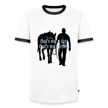 its_not_a_toy - Männer Kontrast-T-Shirt - Weiß/Schwarz - Vorne - AI Model Female 172 light (172cm) & AI Model Male 178 dark (178cm)