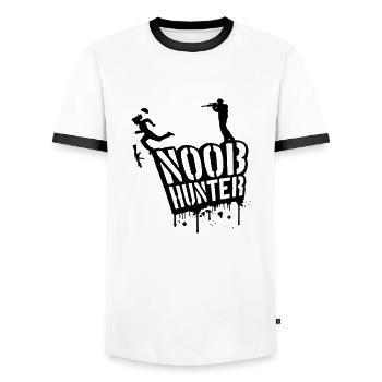 Noob Hunter Shooter Blut Tropfen Graffiti - Männer Kontrast-T-Shirt - Weiß/Schwarz - Vorne - AI Model Female 172 light (172cm) & AI Model Male 178 dark (178cm)