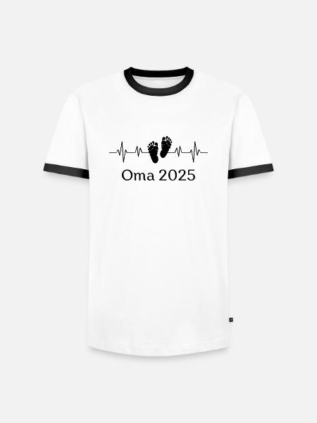Oma 2025 Hartslag - Mannen contrastshirt - wit/zwart
