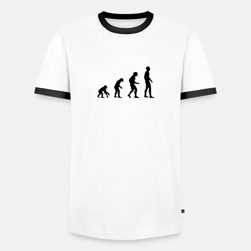 Evolution - Männer Kontrast-T-Shirt - Weiß/Schwarz