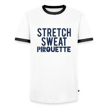 Ballet Gift Stretch - Sweat - Pirouette - Men's Ringer Shirt - white/black - Front - AI Model Female 172 light (172cm) & AI Model Male 178 dark (178cm)