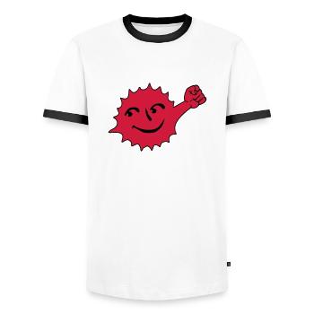 Atomkraft Faust dagegen Geschenkidee Nein Symbol - Men's Ringer Shirt - white/black - Front - AI Model Female 172 light (172cm) & AI Model Male 178 dark (178cm)