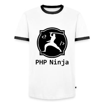 PHP Ninja - PHP Programmierer Coder Nerd Webdesign - Männer Kontrast-T-Shirt - Weiß/Schwarz - Vorne - AI Model Female 172 light (172cm) & AI Model Male 178 dark (178cm)