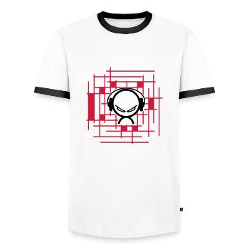 dj - Männer Kontrast-T-Shirt - Weiß/Schwarz - Vorne - AI Model Female 172 light (172cm) & AI Model Male 178 dark (178cm)