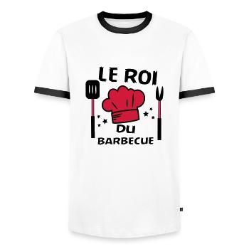 le roi du barbecue - T-shirt contrasté Homme - blanc/noir - Devant - AI Model Female 172 light (172cm) & AI Model Male 178 dark (178cm)