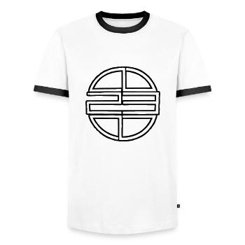 rzhw_23-spir-ol - Men's Ringer Shirt - white/black - Front - AI Model Female 172 light (172cm) & AI Model Male 178 dark (178cm)