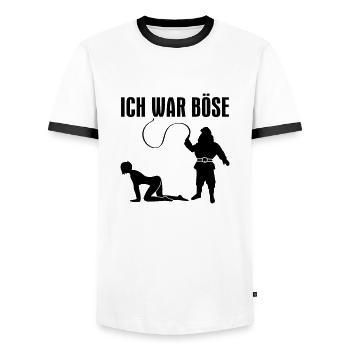 EVIL - Men's Ringer Shirt - white/black - Front - AI Model Female 172 light (172cm) & AI Model Male 178 dark (178cm)