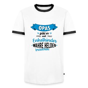Opa - wahrer Held - Männer Kontrast-T-Shirt - Weiß/Schwarz - Vorne - AI Model Female 172 light (172cm) & AI Model Male 178 dark (178cm)