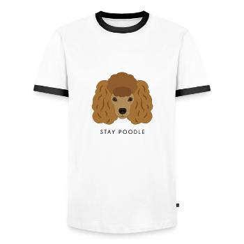 Poodle Brown - Männer Kontrast-T-Shirt - Weiß/Schwarz - Vorne - AI Model Female 172 light (172cm) & AI Model Male 178 dark (178cm)