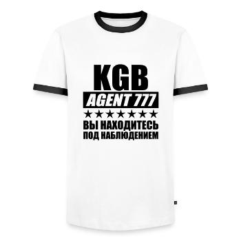 KGB AGENT 777 Sie stehen unter Beobachtung - Männer Kontrast-T-Shirt - Weiß/Schwarz - Vorne - AI Model Female 172 light (172cm) & AI Model Male 178 dark (178cm)