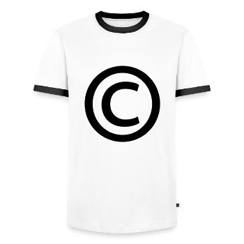 Copyright - Männer Kontrast-T-Shirt - Weiß/Schwarz - Vorne - AI Model Female 172 light (172cm) & AI Model Male 178 dark (178cm)