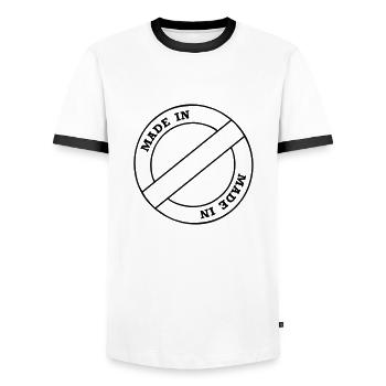 made in - T-shirt contrasté Homme - blanc/noir - Devant - AI Model Female 172 light (172cm) & AI Model Male 178 dark (178cm)