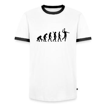 Evolution Volleyball - Männer Kontrast-T-Shirt - Weiß/Schwarz - Vorne - AI Model Female 172 light (172cm) & AI Model Male 178 dark (178cm)