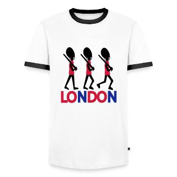 LONDON Text Königin Wache - Männer Kontrast-T-Shirt - Weiß/Schwarz - Vorne - AI Model Female 172 light (172cm) & AI Model Male 178 dark (178cm)