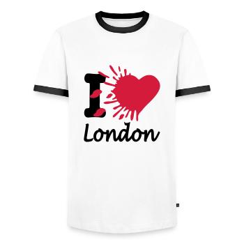 I Love London - Men's Ringer Shirt - white/black - Front - AI Model Female 172 light (172cm) & AI Model Male 178 dark (178cm)