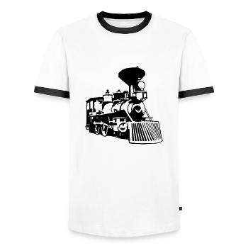 locomotive - T-shirt contrasté Homme - blanc/noir - Devant - AI Model Female 172 light (172cm) & AI Model Male 178 dark (178cm)