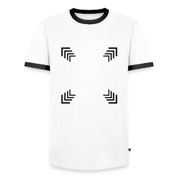 Square of several corners - Men's Ringer Shirt - white/black - Front - AI Model Female 172 light (172cm) & AI Model Male 178 dark (178cm)