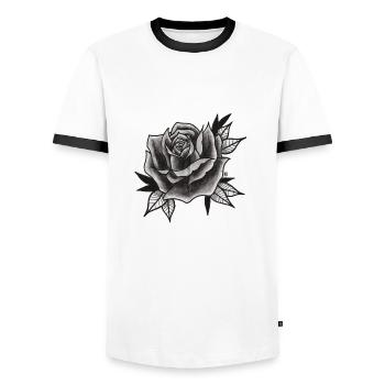 Flower Power - Men's Ringer Shirt - white/black - Front - AI Model Female 172 light (172cm) & AI Model Male 178 dark (178cm)