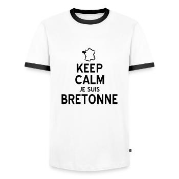 bretonne - T-shirt contrasté Homme - blanc/noir - Devant - AI Model Female 172 light (172cm) & AI Model Male 178 dark (178cm)
