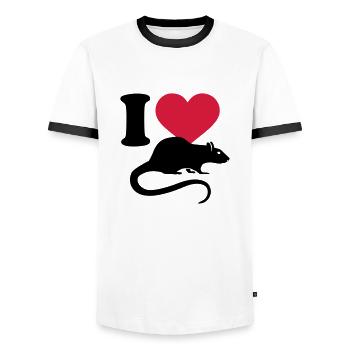 I love Rat - Men's Ringer Shirt - white/black - Front - AI Model Female 172 light (172cm) & AI Model Male 178 dark (178cm)