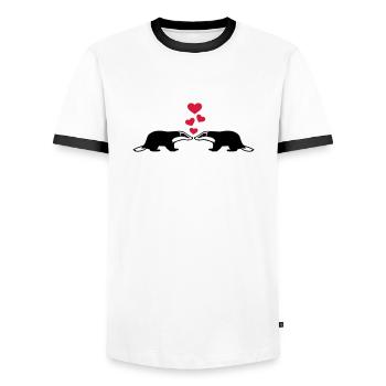 Dachs - Männer Kontrast-T-Shirt - Weiß/Schwarz - Vorne - AI Model Female 172 light (172cm) & AI Model Male 178 dark (178cm)