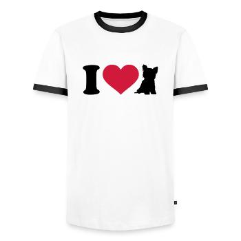 Yorkshire - Männer Kontrast-T-Shirt - Weiß/Schwarz - Vorne - AI Model Female 172 light (172cm) & AI Model Male 178 dark (178cm)